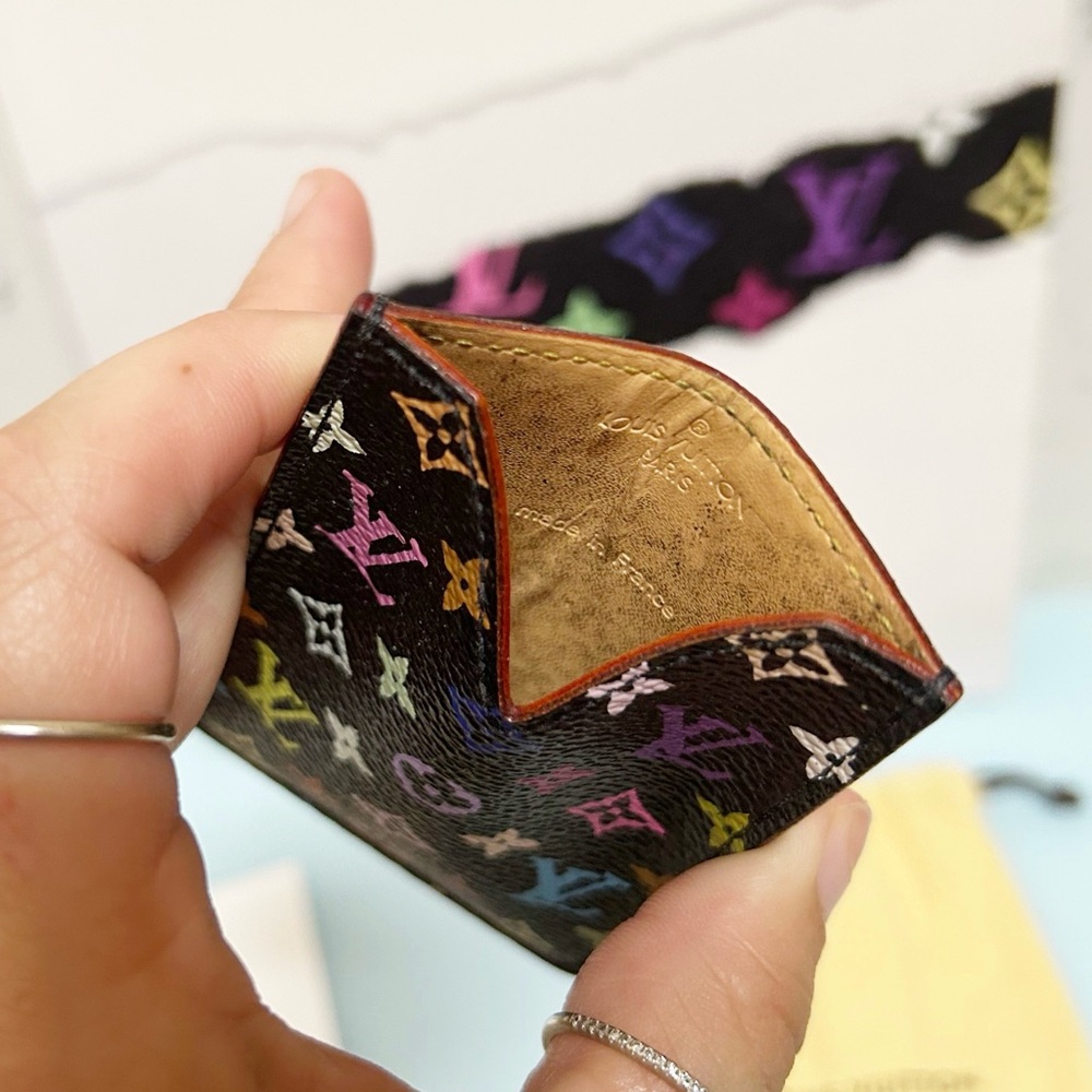 Authentic Louis Vuitton Rare Limited Edition Noir Multicolor Card / ID Holder - Picture 7 of 11